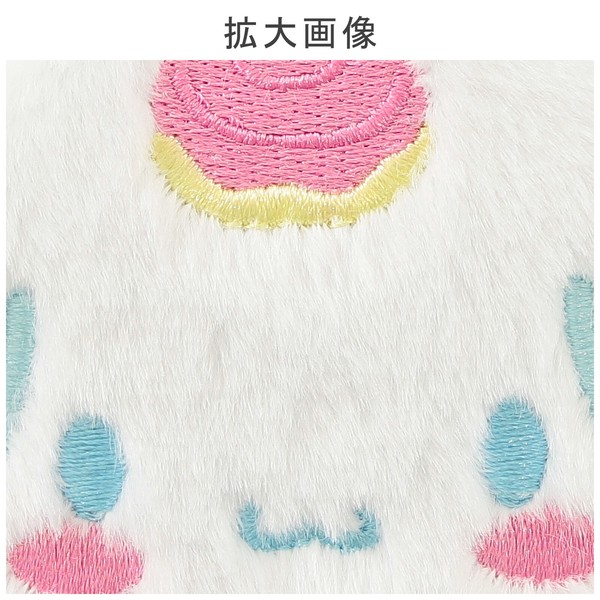 コンパクトミラー シナモンロール 丸型 刺繍 ダブルミラー 2倍拡大鏡 ホワイト 65×65×18 画像