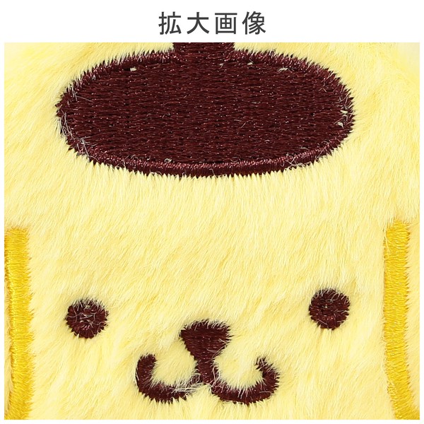 コンパクトミラー ポムポムプリン 丸型 刺繍 ダブルミラー 2倍拡大鏡 イエロー 65×65×18 画像