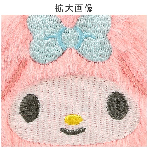 コンパクトミラー マイメロディ 丸型 刺繍 ダブルミラー 2倍拡大鏡 ピンク 65×65×18 画像