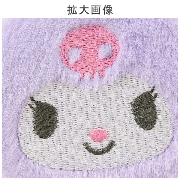 コンパクトミラー クロミ 丸型 刺繍 ダブルミラー 2倍拡大鏡 パープル 65×65×18 画像