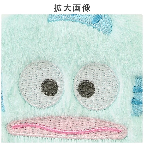 コンパクトミラー ハンギョドン 丸型 刺繍 ダブルミラー 2倍拡大鏡 カラビナ付き ブルー 65×65×18 画像