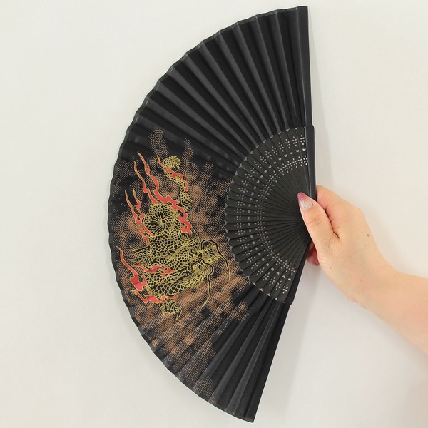 扇子 布せんす 龍 和風 和柄 21cm 画像