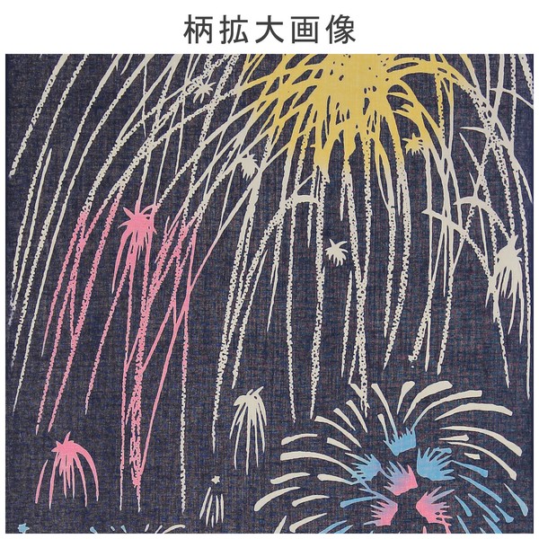 注染手ぬぐい 花火大会 HANABI 夜空 日本製 ネイビー 33×90 画像