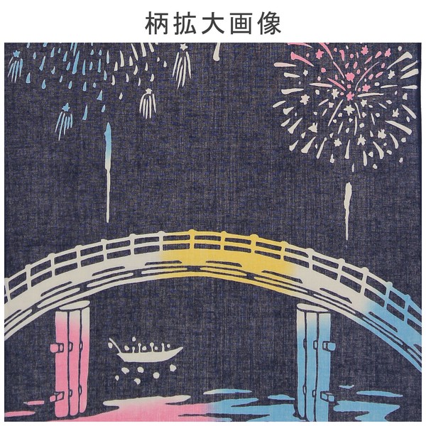 注染手ぬぐい 花火大会 HANABI 夜空 日本製 ネイビー 33×90 画像