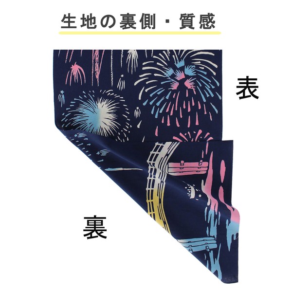 注染手ぬぐい 花火大会 HANABI 夜空 日本製 ネイビー 33×90 画像