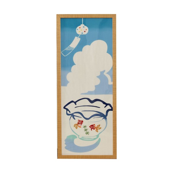 手ぬぐい てぬぐい 金魚鉢と風鈴 金魚 入道雲 日本製 ホワイト 33×90 画像