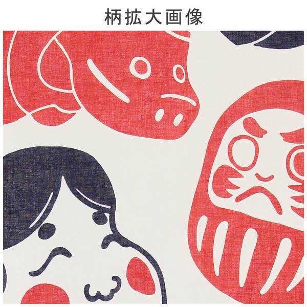 注染手ぬぐい 縁起物 だるま 狛犬 招き猫 赤ベコ おかめ てぬぐい 日本製 ホワイト 33×90 画像