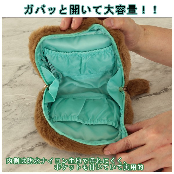 猫ポーチ 毛並み 香箱ポーチ ノルウェージャンフォレスト ネコ ブラウン 11×5×11 画像