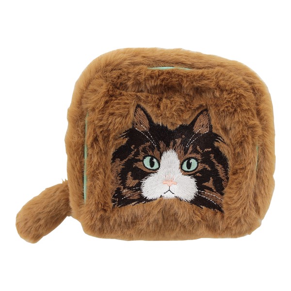 猫ポーチ 毛並み 香箱ポーチ ノルウェージャンフォレスト ネコ ブラウン 11×5×11 画像