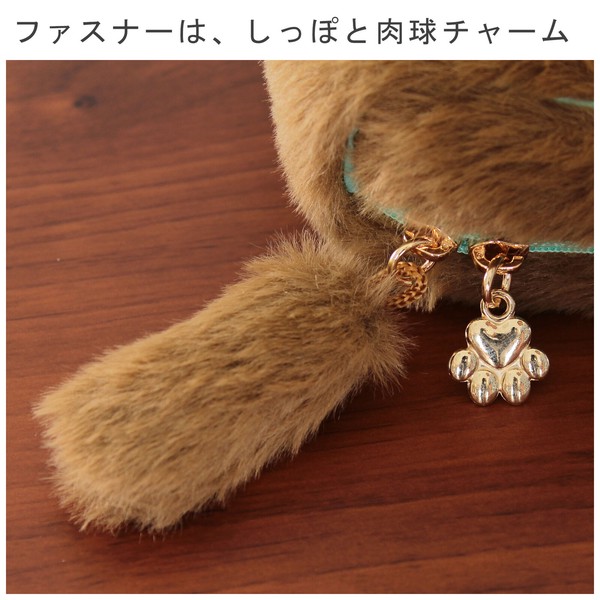 猫ポーチ 毛並み 香箱ポーチ ノルウェージャンフォレスト ネコ ブラウン 11×5×11 画像