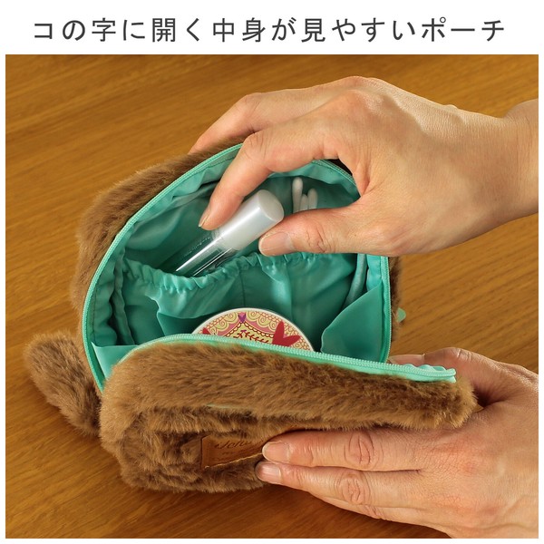 猫ポーチ 毛並み 香箱ポーチ キジトラ ベージュ 11×5×11 ベージュ 画像