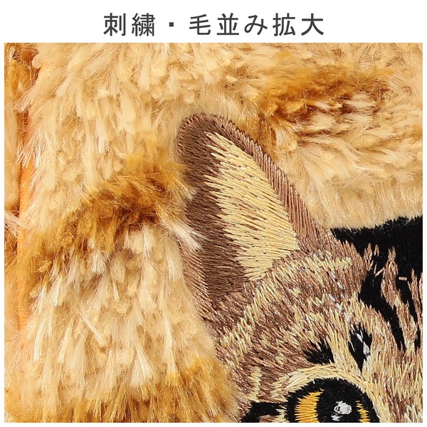 猫ポーチ 毛並み 香箱ポーチ キジトラ ベージュ 11×5×11 ベージュ 画像