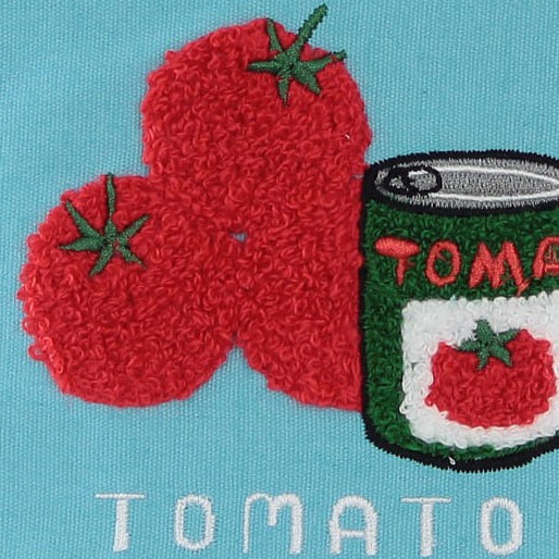 はらぺこ 保冷バッグ ランチバッグ サガラ刺繍 トマト アルミ生地使用 ブルー 21×28cm 画像