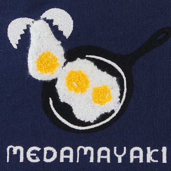 はらぺこ 保冷バッグ ランチバッグ サガラ刺繍 目玉焼き アルミ生地使用 ネイビー 21×28cm 画像