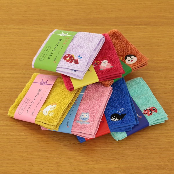 Lucky Charm Handkerchief – Shiba Inu and Peach Organic Cotton Hand Towel Red 25 x 25cm image