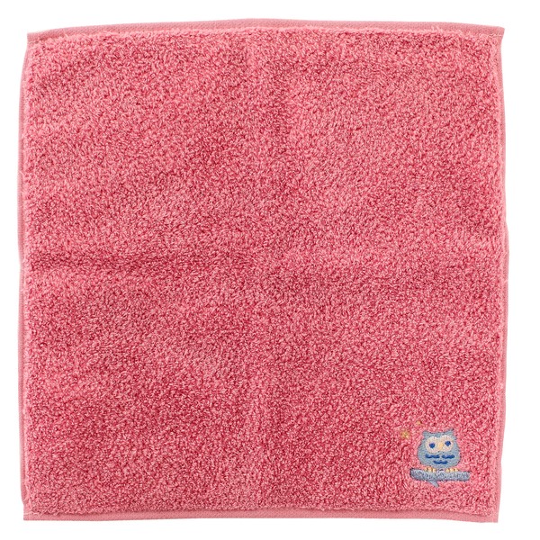 Lucky Charm Handkerchief – Owl Organic Cotton Hand Towel Pink 25 x 25cm main image