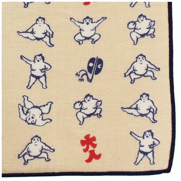 はんかち どすこい 今治タオル 日本製 相撲 大相撲 オーガニックコットン ベージュ 24×24 画像