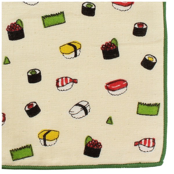 はんかち お寿司 今治タオル 日本製 鮨 まぐろ オーガニックコットン アイボリー 24×24 画像