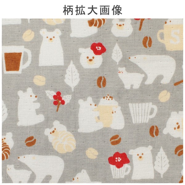 はんかち コーヒーとシロクマ 今治タオル 日本製 熊 珈琲 オーガニックコットン グレー 24×24 画像