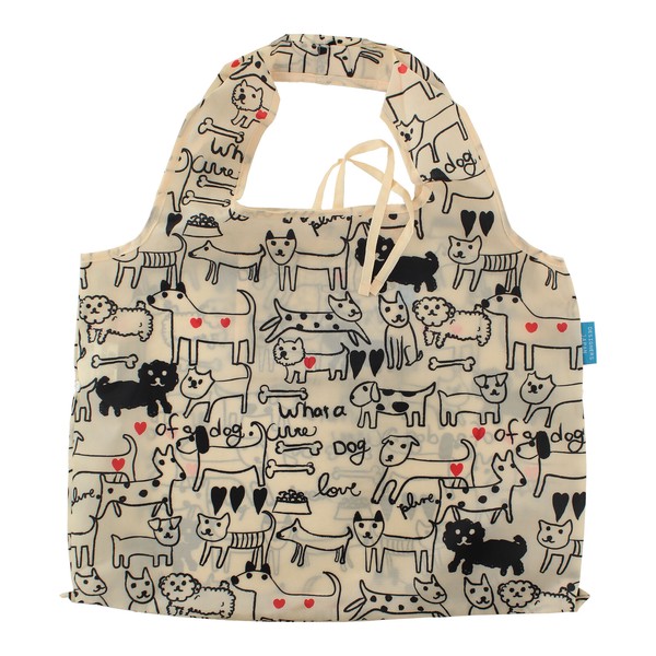 2Way ショッピングバッグ エコバッグ モノトーンドッグ 犬 53×40cm 全体画像