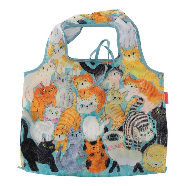 2Way ショッピングバッグ エコバッグ ねこちゃんねこちゃん ブルー 53×40cm 全体画像