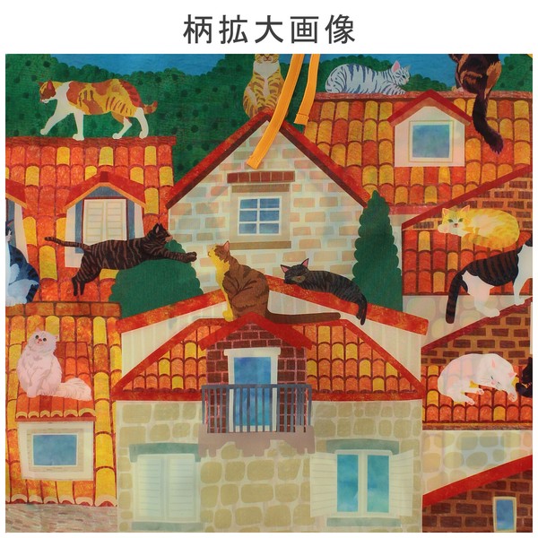 2WAY ショッピングバッグ エコバッグ 屋根の上の猫たち 猫 散歩 ブルー 53×40cm 画像