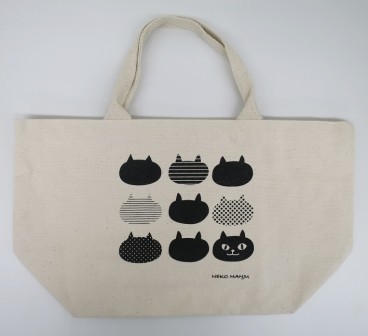 A4サイズが横にゆったり入るトートバッグ　M　パターンイタズラ　ナチュラル 全体画像