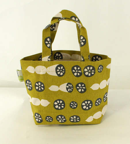 ミニトートバッグ　和風　れんこんの柄 全体画像