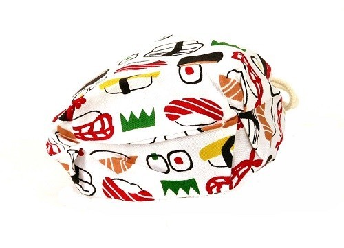 ★巾着袋Sサイズ　小物入れにぴったりなかわいい巾着袋　おすしWH★ 画像