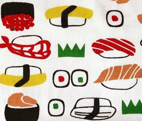 ★巾着袋Sサイズ　小物入れにぴったりなかわいい巾着袋　おすしWH★ 画像