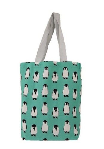 A4サイズのトートバッグ　内ポケット付　ペタペタペンギンGR 全体画像
