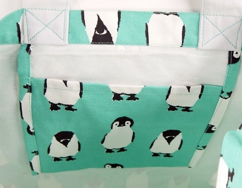 A4サイズのトートバッグ　内ポケット付　ペタペタペンギンGR 画像