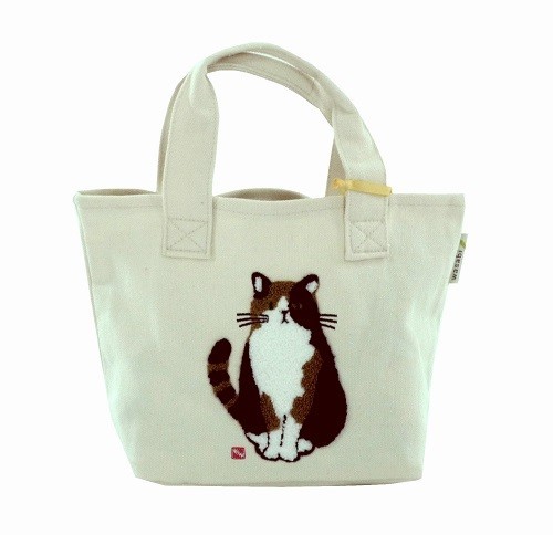 ループ状のもこもこ刺繍：ポコポコミニトートバッグ　内ポケット付き　みやけさんNT 全体画像