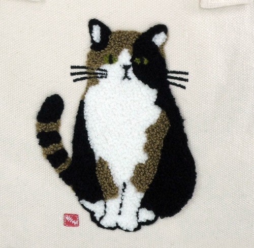 ループ状のもこもこ刺繍：ポコポコミニトートバッグ　内ポケット付き　みやけさんNT 画像