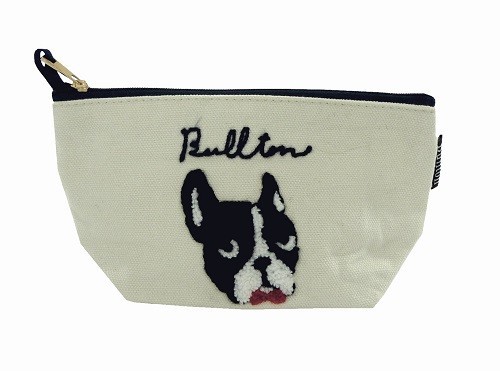 ループ状のもこもこ刺繍：ポコポコマチ付ポーチ　内ポケット付き　ブルトンNT 全体画像