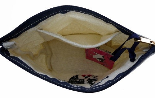 ループ状のもこもこ刺繍：ポコポコマチ付ポーチ　内ポケット付き　ブルトンNT 画像