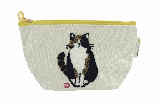 ループ状のもこもこ刺繍：ポコポコマチ付ポーチ　内ポケット付き　みやけさんNT 全体画像