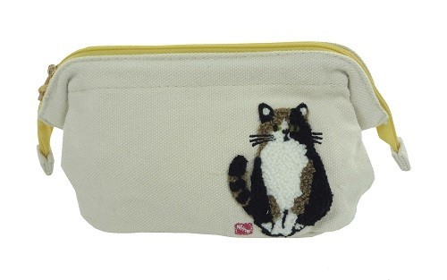 立体刺繍のポコポコワイヤー入りポーチ　みやけさんNT 全体画像