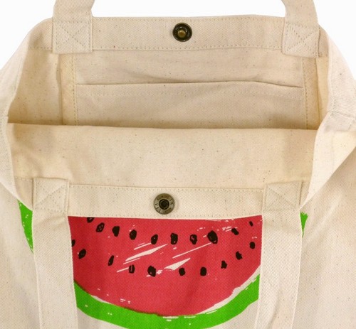 スナップ付A4トートバッグ 内ポケット付き ウォーターメロンNA 画像