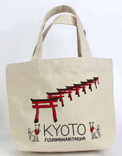 ミニトートバッグ 内ポケット付き きょーと ナチュラル 全体画像