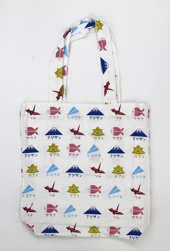 A4サイズのトートバッグ 内ポケット付き おりがみ ホワイト 全体画像