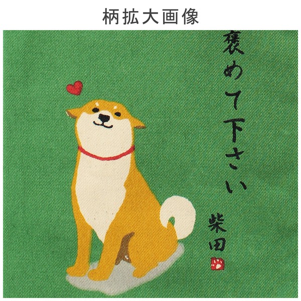 ミニショルダーバッグ ほめてねしばた 柴犬 犬 サコッシュ グリーン 24×17.5cm 画像