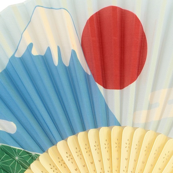 扇子 せんす にほんのしばたさん 柴犬 富士山 ブルー 21cm 画像