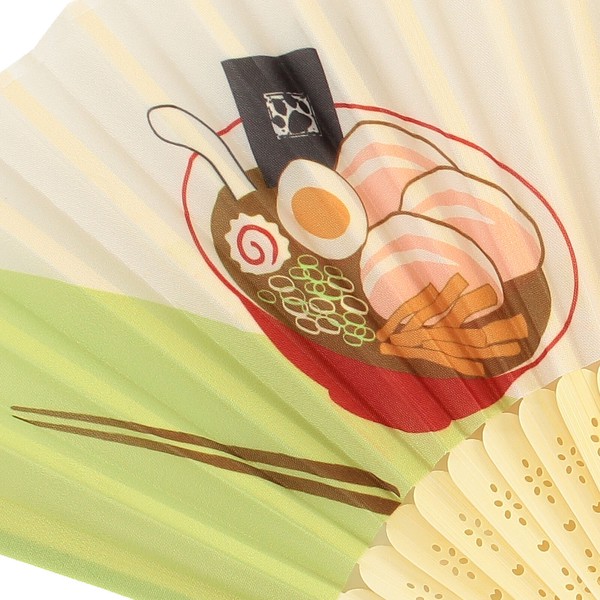 扇子 せんす ラーメンですか 柴犬 ラーメン ライトグリーン 21cm 画像