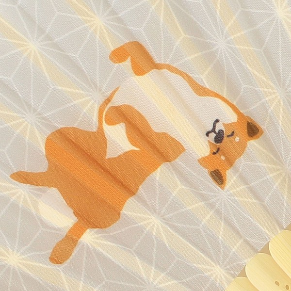 扇子 せんす あさのはしばた 麻の葉 柴犬 犬 和風 和柄 グレー 21cm 画像