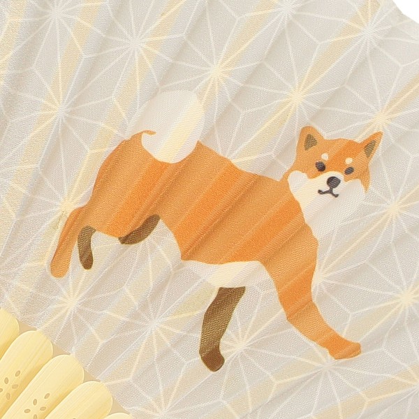 扇子 せんす あさのはしばた 麻の葉 柴犬 犬 和風 和柄 グレー 21cm 画像