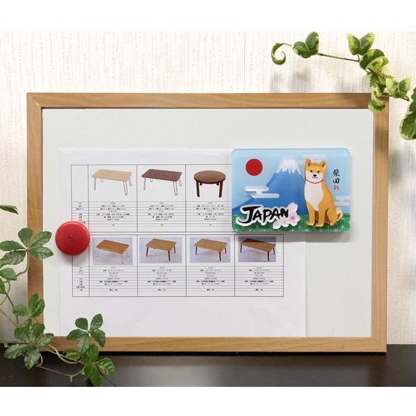 アクリルマグネット にほんのしばた 立体3層重ね 3D 柴犬 富士山 桜 ブルー 横7cm×縦10cm 画像