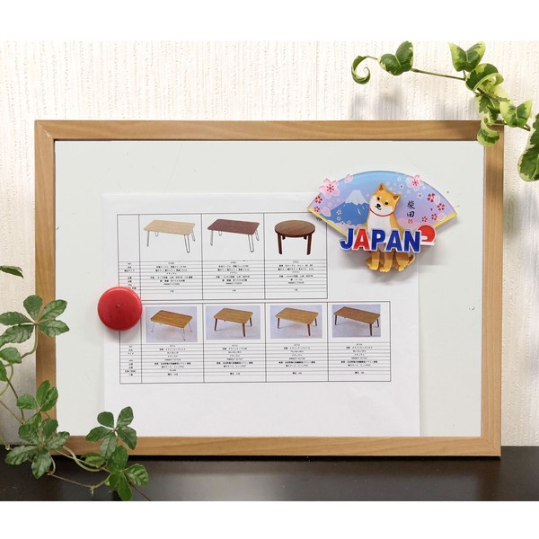 アクリルマグネット はなふじしばた 柴犬 桜 富士山 扇 立体3層重ね 3D ブルー 7cm×10cm 画像