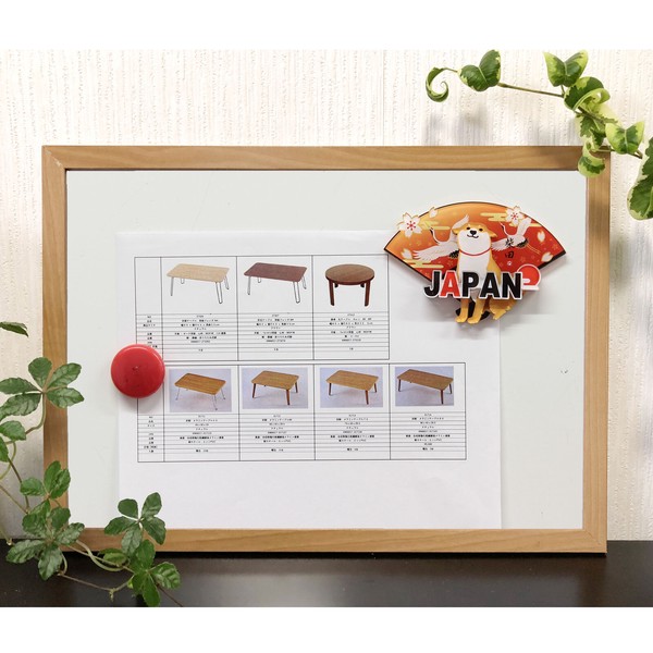 アクリルマグネット あけのつるしばた 柴犬 ツル 鶴 扇 立体3層重ね 3D レッド 7cm×10cm 画像