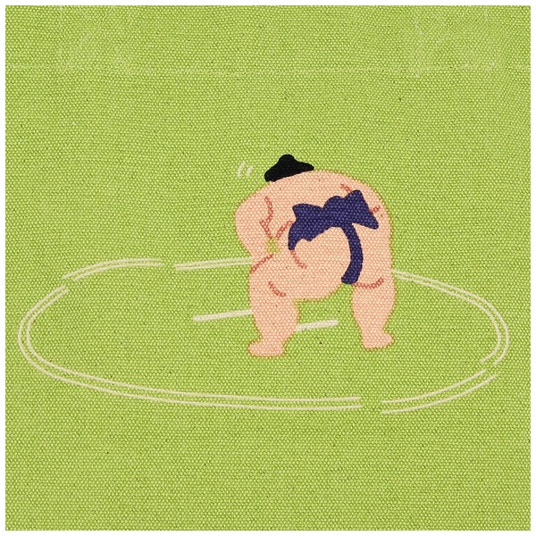 ミニトートバッグ 内ポケット付き オスモウ 相撲 力士 土俵 グリーン 30×20cm 画像